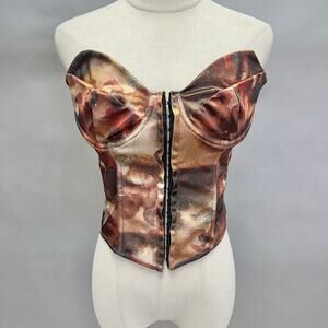 Missguided‎ corset crop top in black floral print size 12